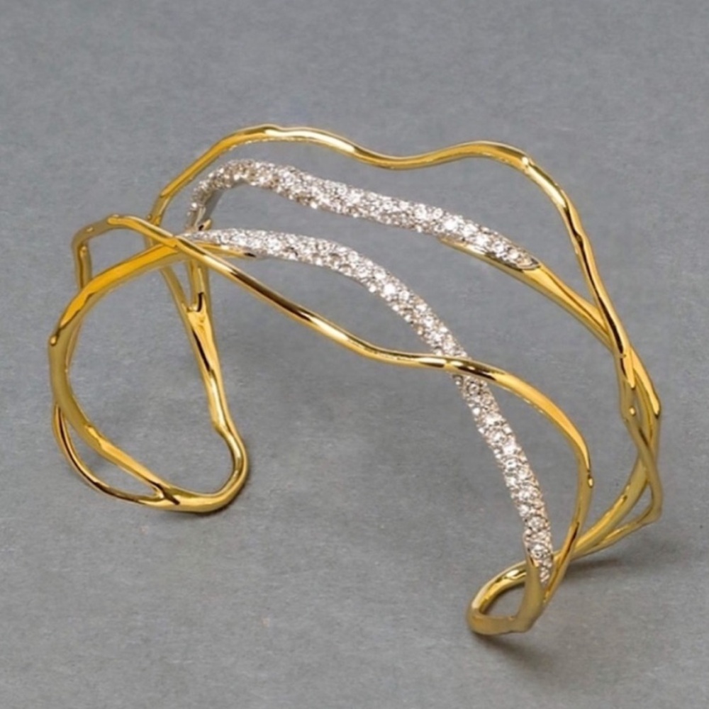 Alexis Bittar Solanales Gold Crystal Intertwined Cuff Bracelet
